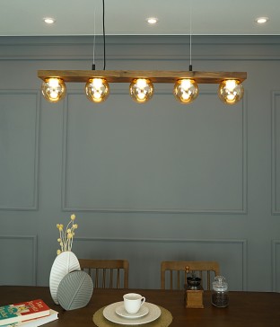 벤토리 5등 원목 식탁등 펜던트조명 LED25W