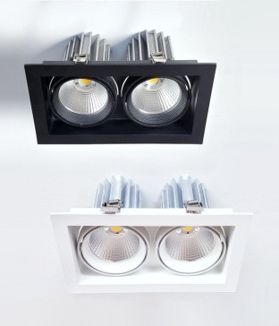 LED COB 노카 2구 사각 매입등, 매입조명 (60W 블랙 화이트 필립스)